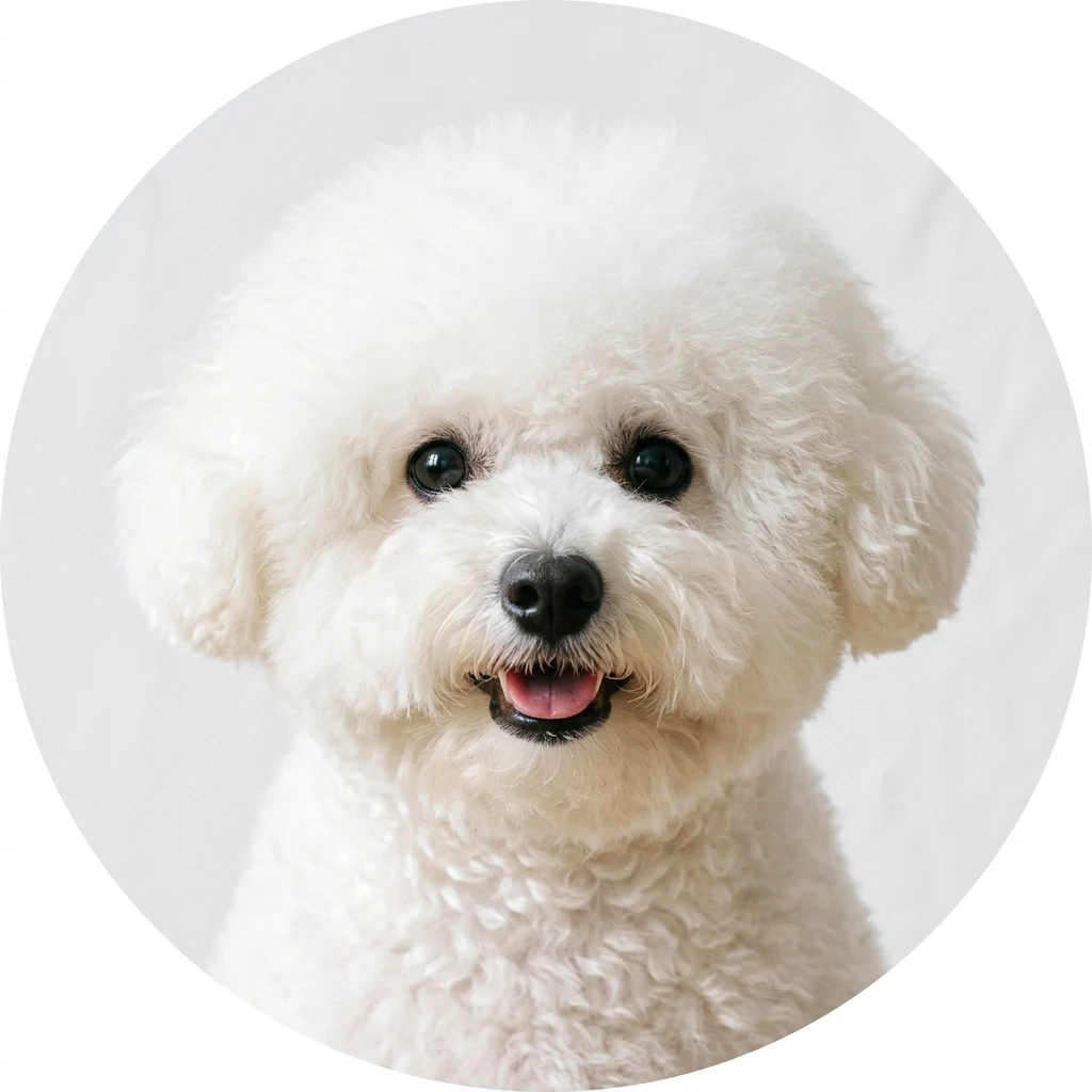 Bichon Frise dog — studio head-and-shoulders portrait showing typical coat color and facial features
