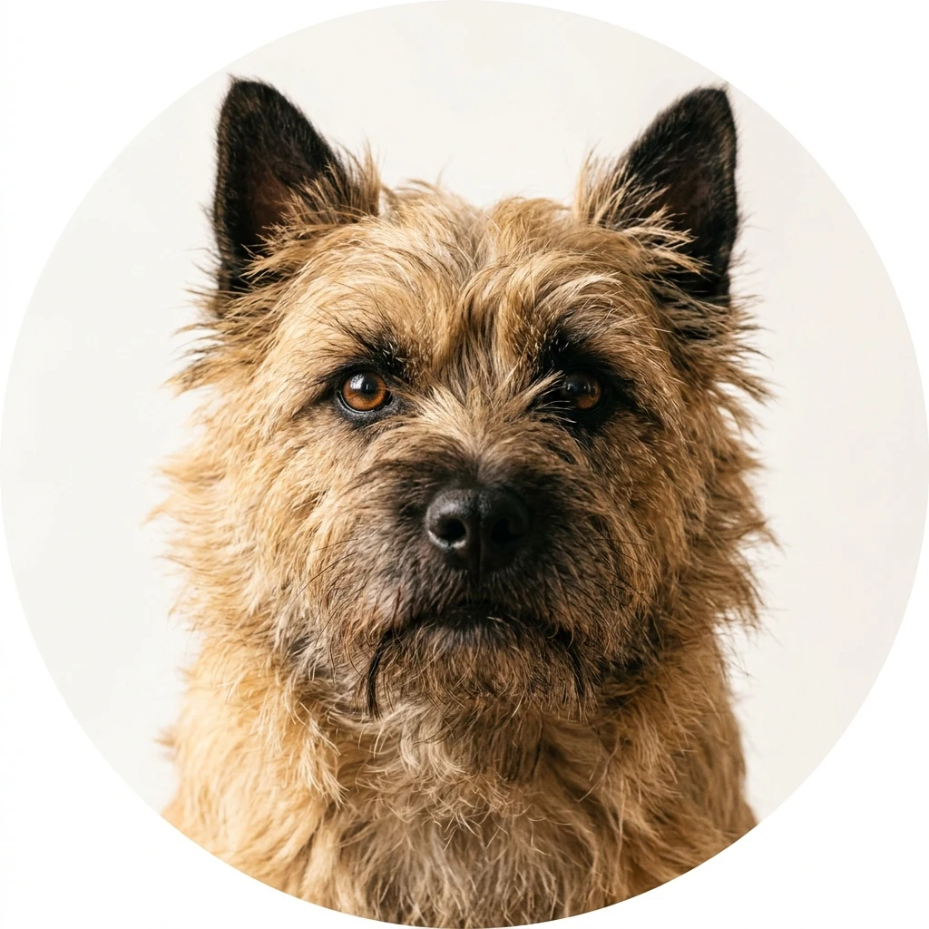 Cairn Terrier dog — studio head-and-shoulders portrait showing typical coat color and facial features