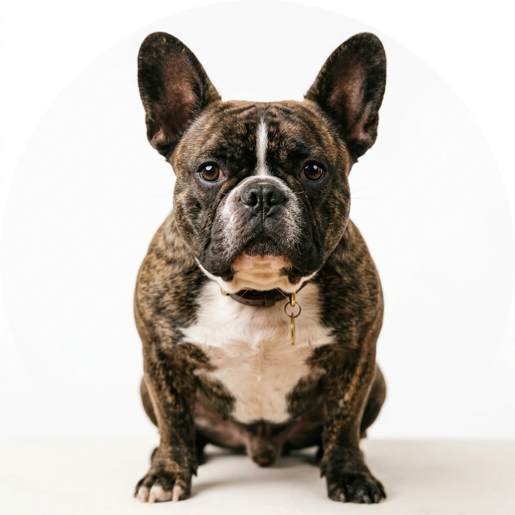 French Bulldog dog — studio head-and-shoulders portrait showing typical coat color and facial features