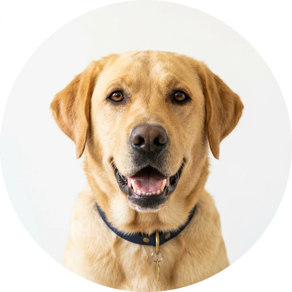 Labrador Retriever dog — studio head-and-shoulders portrait showing typical coat color and facial features