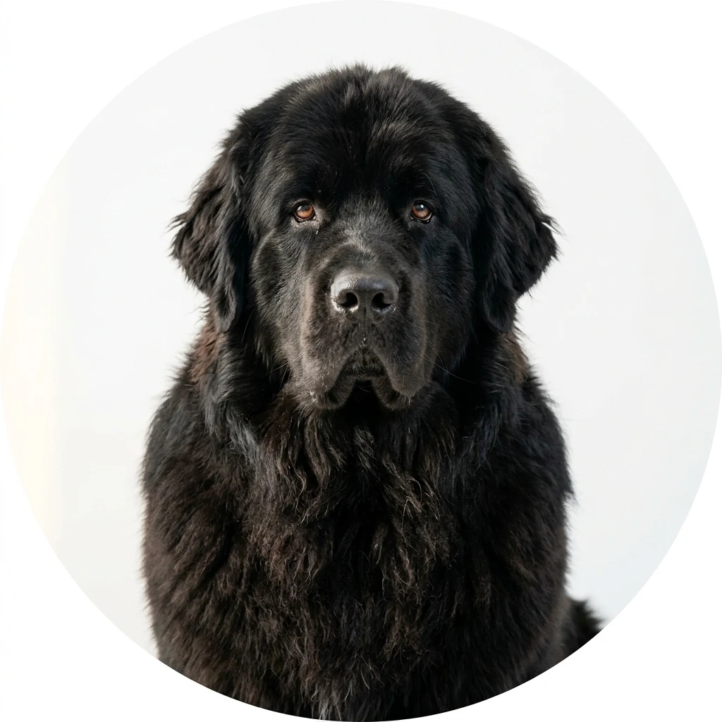 Newfoundland dog — studio head-and-shoulders portrait showing typical coat color and facial features