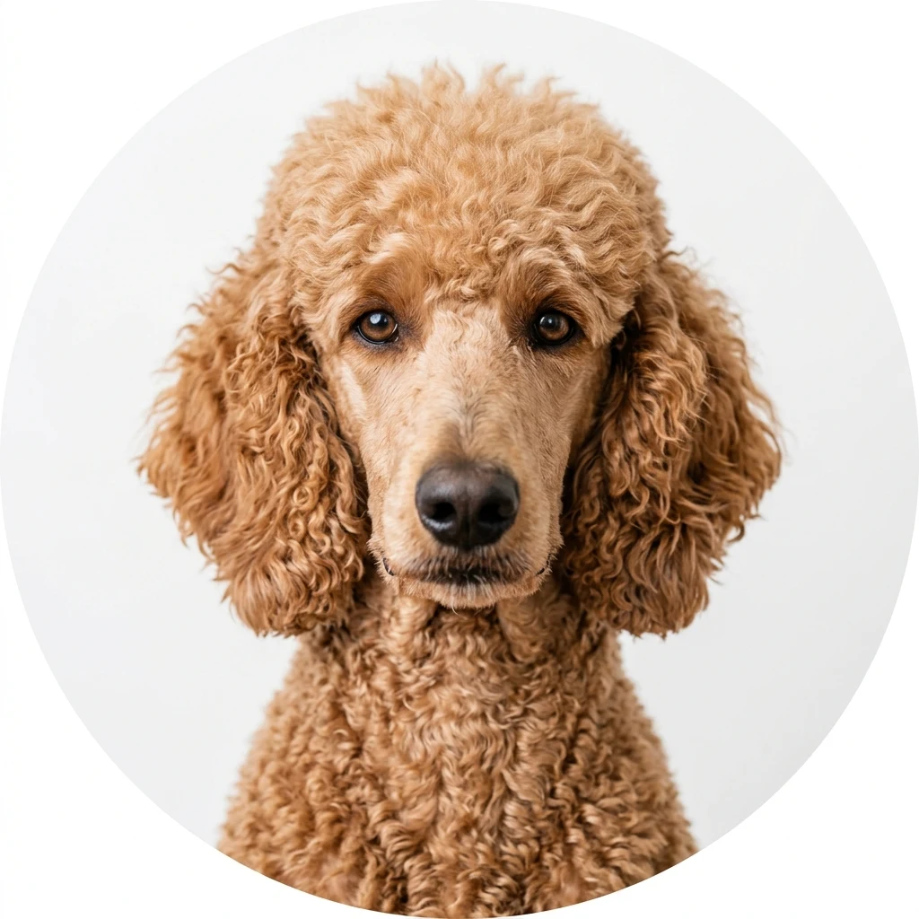Poodle dog — studio head-and-shoulders portrait showing typical coat color and facial features