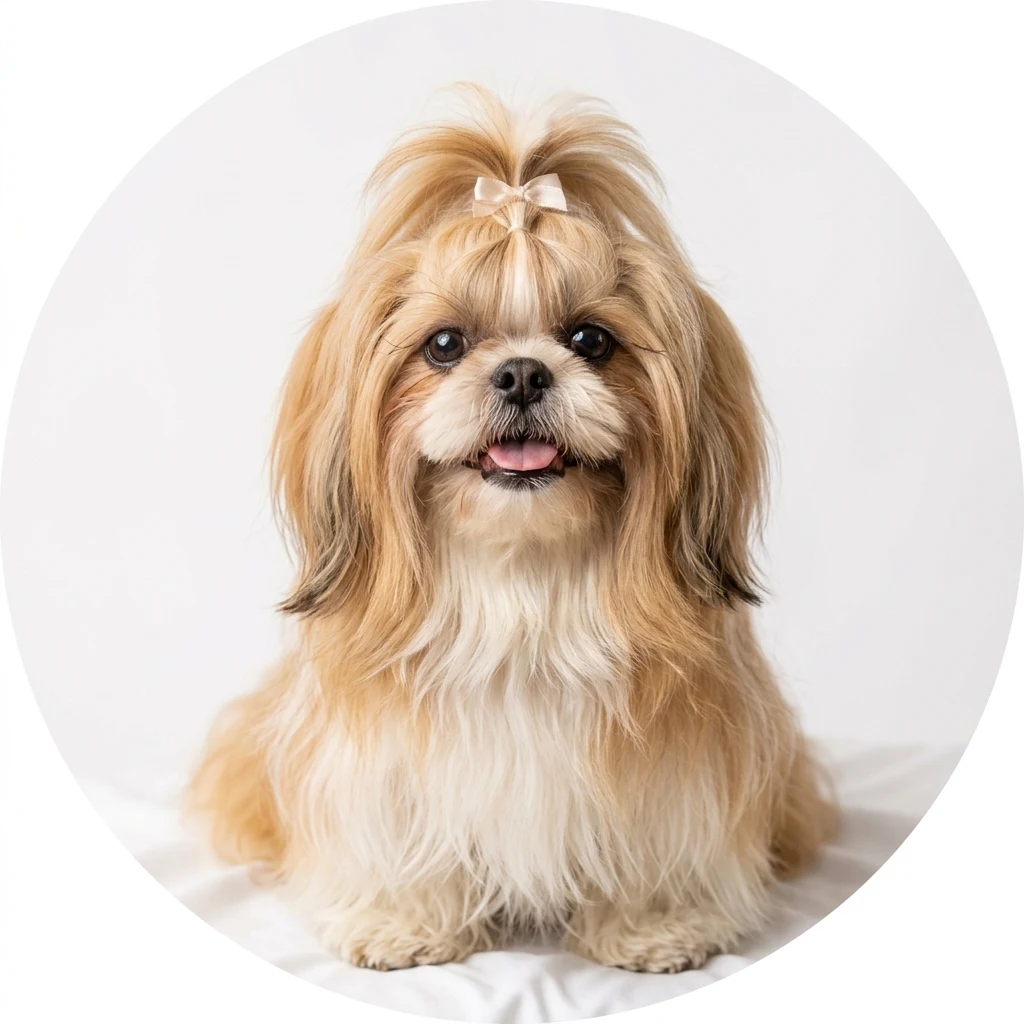 Shih Tzu dog — studio head-and-shoulders portrait showing typical coat color and facial features