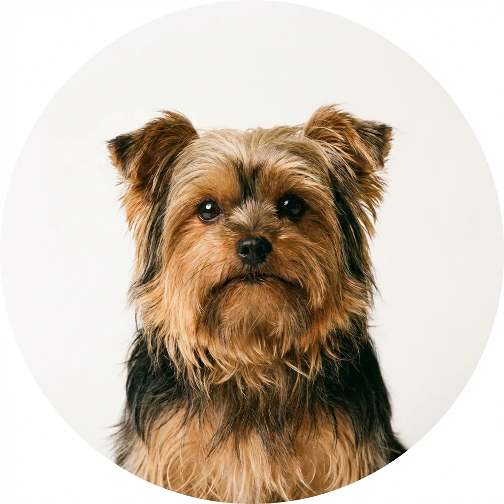Shorkie dog — studio head-and-shoulders portrait showing typical coat color and facial features