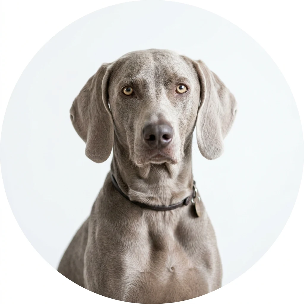 Weimaraner dog — studio head-and-shoulders portrait showing typical coat color and facial features